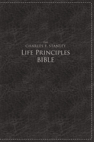 NKJV Charles F. Stanley Life Principles Bible Large Print Black Leathersoft