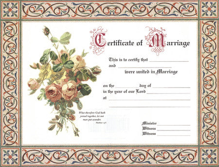 Marriage Certificate (Pack of 6)