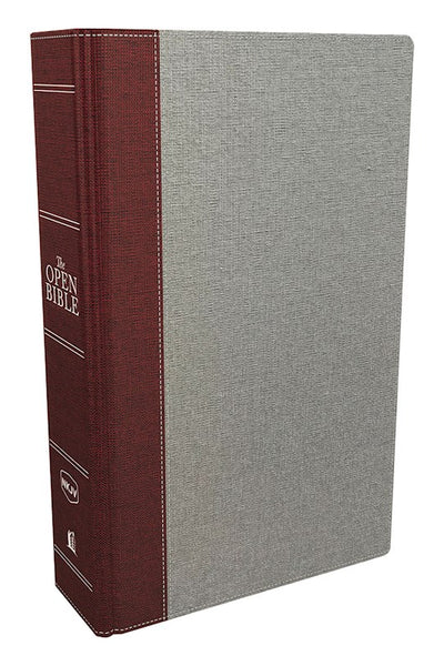 NKJV Open Bible Gray/Red Cloth Hardcover