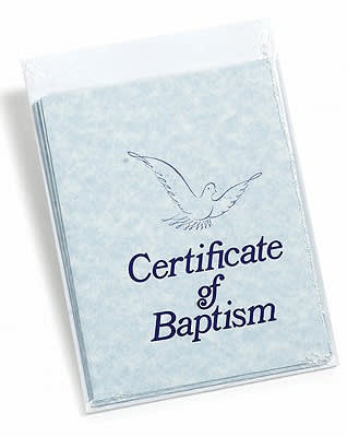 Baptism Certificates- Parchment with Envelopes (Pack of 6)