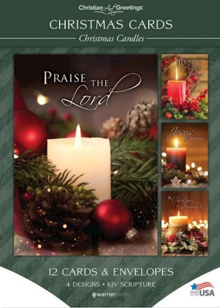 Christmas Cards - Christmas Candles - KJV - Box of 12 - Assorted Boxed Greeting Cards