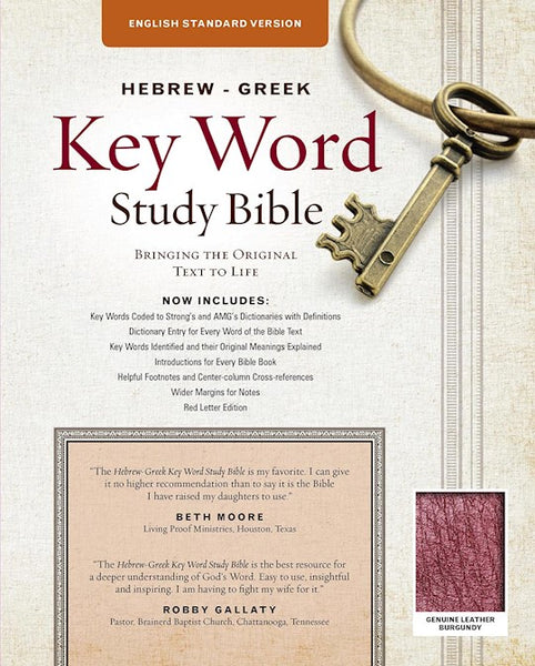 ESV Hebrew-Greek Key Word Study Bible-Burgundy Genuine Leather