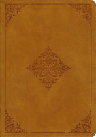 ESV Large Print Bible TruTone Nubuck Caramel, Fleur-de-lis Design