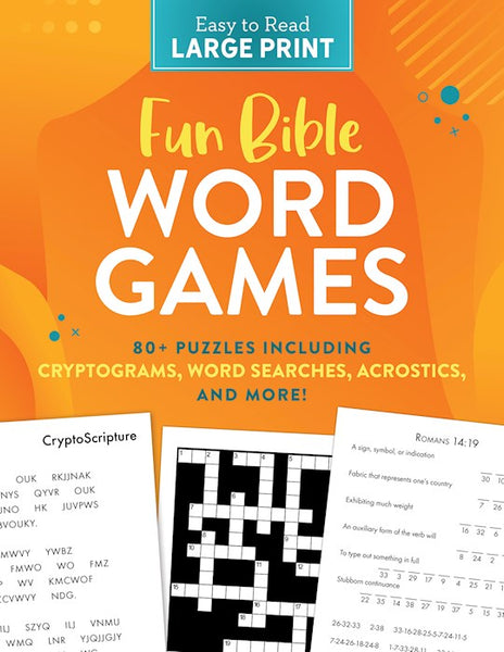 Fun Bible Word Games Large Print: Cryptograms, Word Searches, Acrostics