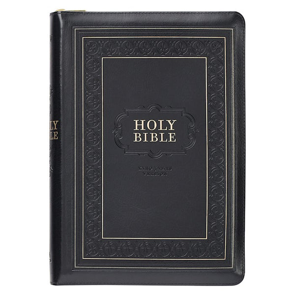 KJV Giant Print Full Size Bible-Black Leathersoft Indexed w/Zipper
