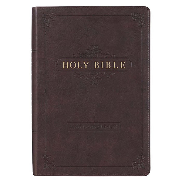 KJV Giant Print Full Size Bible-Espresso Brown Leathersoft Indexed
