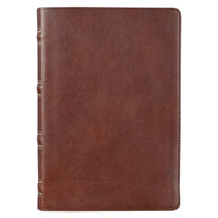KJV Giant Print Full Size Bible-Saddle Tan Full Grain Leather Indexed