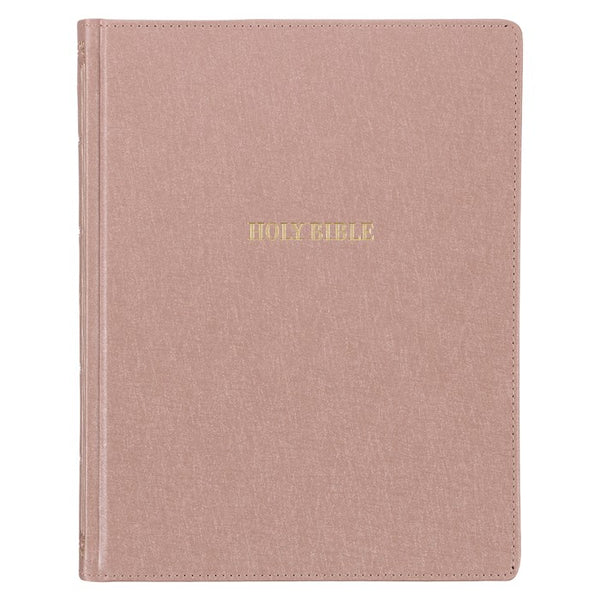 KJV Large Print Note-Taking Bible-Pearlescent Mauve Faux Leather Hardcover
