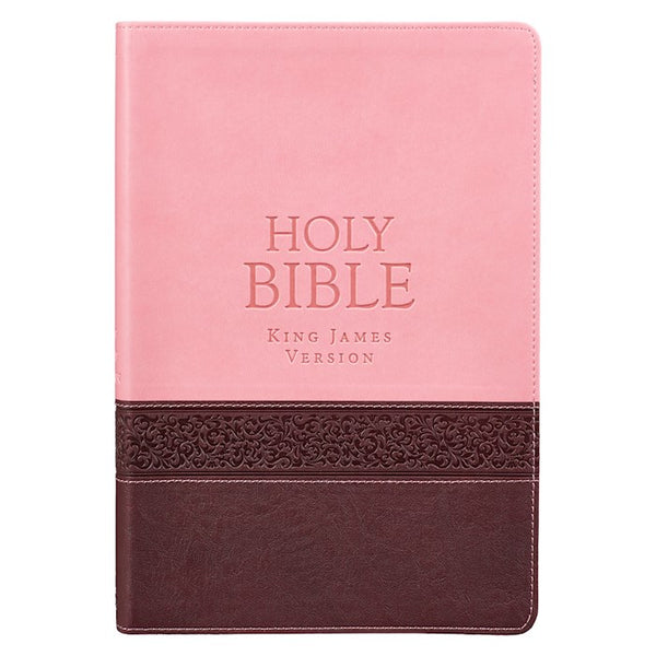 KJV Large Print Thinline Bible Pink/ Brown Leathersoft