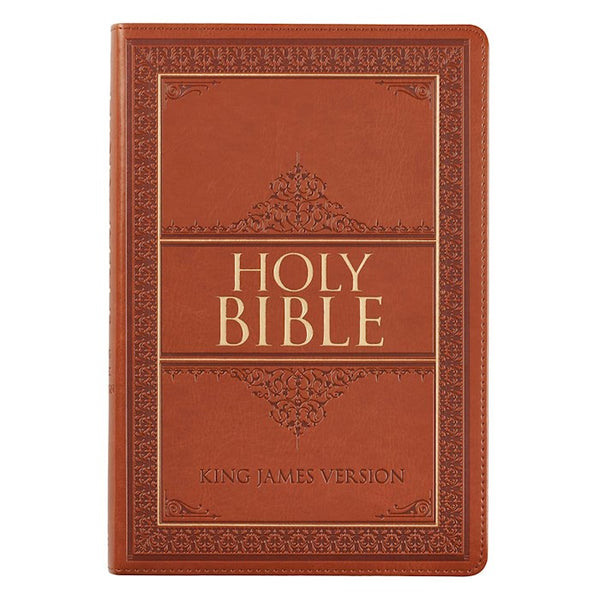 KJV Large Print Thinline Bible Saddle Tan Indexed