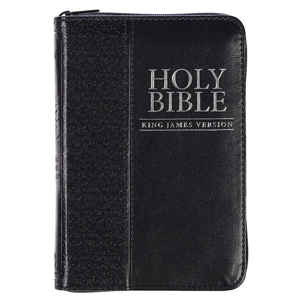 KJV Mini Pocket Bible Black Leathersoft With Zipper Closure