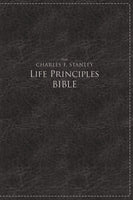 NKJV Charles F. Stanley Life Principles Bible Large Print Black Leathersoft
