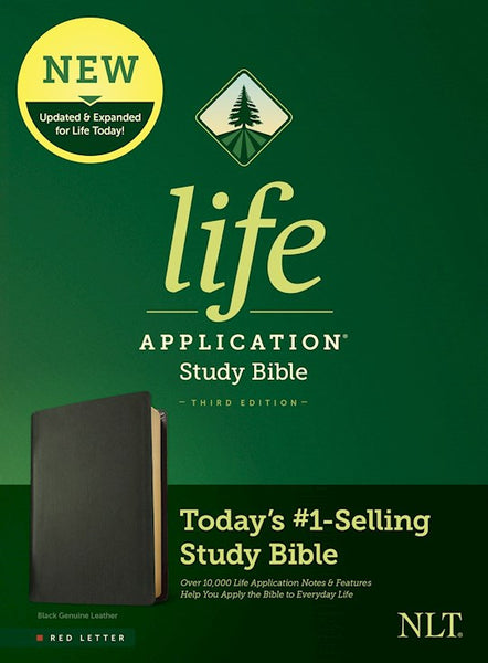 NLT Life Application Study Bible (Third Edition)-RL-Black Genuine Leather