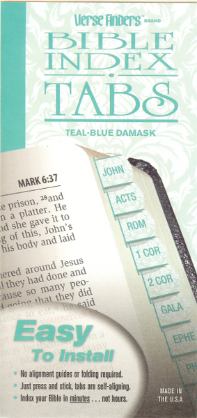 Bible Index Tabs -Horizontal- Teal- Blue Damask (75459-1)