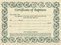 Baptism Certificates- Parchment (Pack of 6)