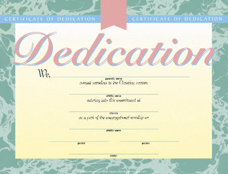 Certificate of Dedication (Pack of 6)