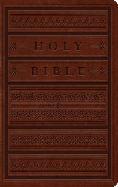 ESV Large Print Personal Size Bible TruTone Brown Engraved Mantel Design