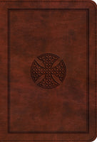 ESV Large Print Compact Bible TruTone Brown Mosaic Cross Design