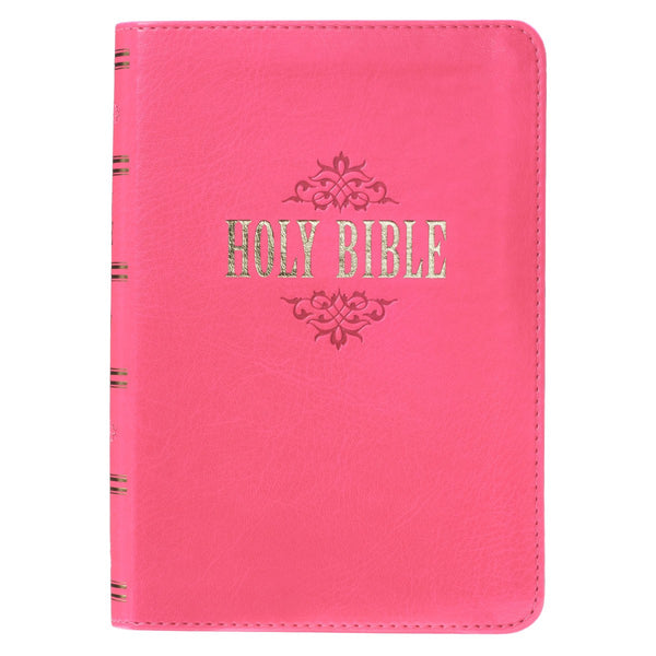 KJV Large Print Compact Bible-Pink LuxLeather