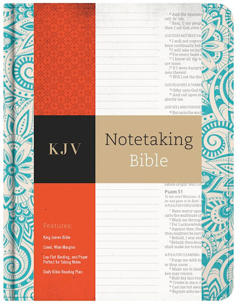 KJV Notetaking Bible-Blue Floral/Fabric