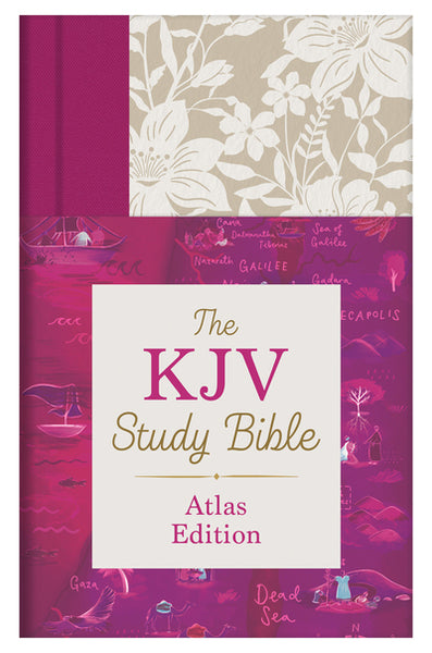KJV Study Bible Atlas Edition- Pink Floral Hardcover Indexed