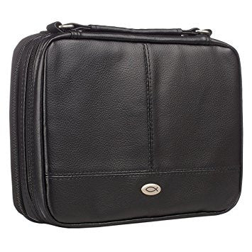 Bible Cover-Two Fold Organizer-Small-Black Luxleather