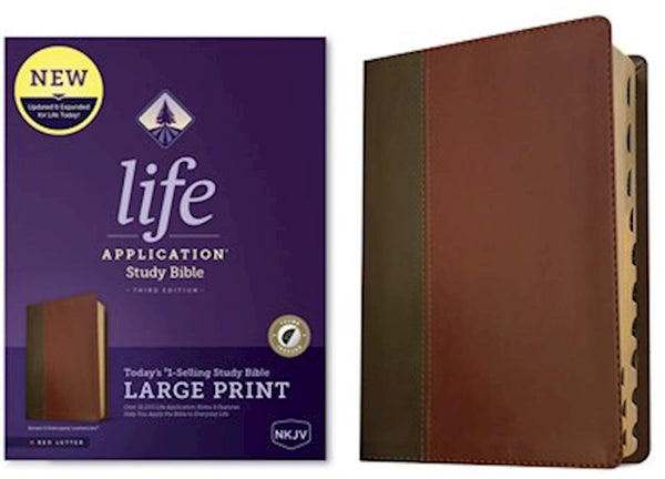 NKJV Life Application Study Bible/Large Print (3rd Edition)-Brown LeatherLike Indexed