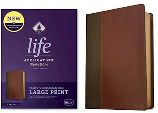 NKJV Life Application Study Bible/Large Print (Third Edition)-Brown LeatherLike