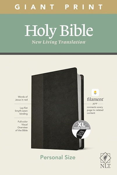 NLT Personal Size Giant Print Bible, Filament Enabled Edition Black & Onyx LeatherLike Indexed