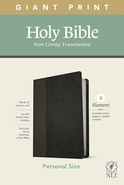 NLT Personal Size Giant Print Bible, Filament Enabled Edition Black & Onyx LeatherLike