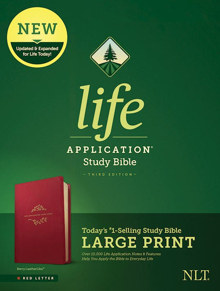 NLT Life Application Study Bible LARGE PRINT Berry LeatherLike