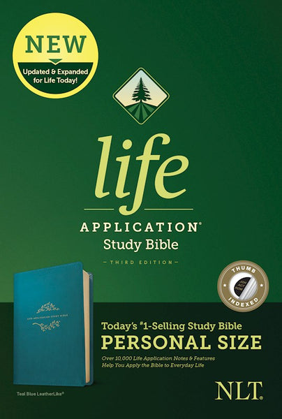 NLT Life Application Study Bible, Third Edition, Personal Size Teal Blue LeatherLike Indexed
