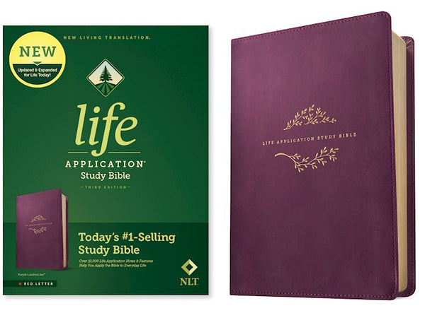 NLT Life Application Study Bible Purple LeatherLike Third Edition