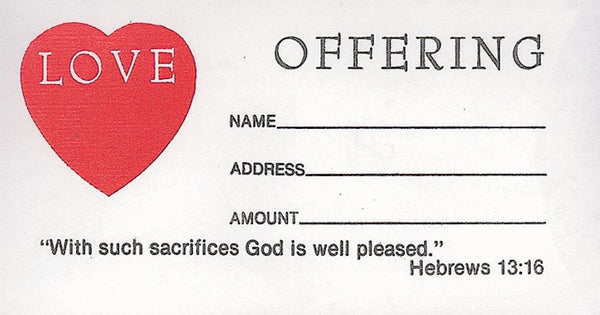 Offering Envelope-Love Offering (Hebrews 13:16) (Bill-Size) (Pack Of 100)