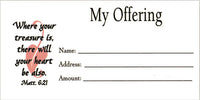 Undated Offering Envelopes Bill-Size- Where Your Treasure Is