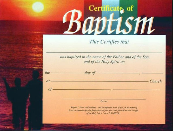 Sunset Baptism Certificates